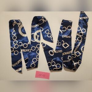 #4 2pc TWILLY SET Blue and Silver Chain Pattern Twilly